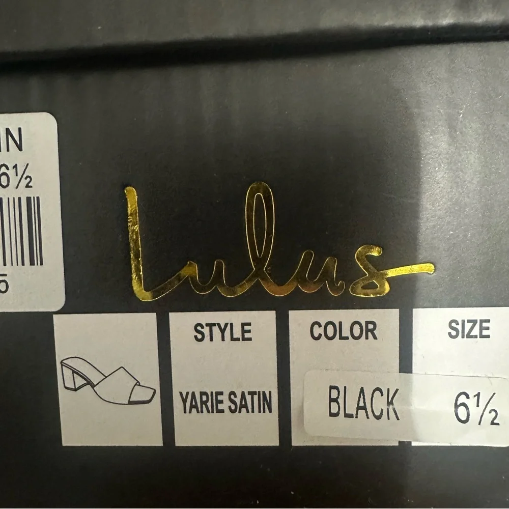 Lulu's Satin Black Block Heel Mules Women’s 6.5 NIB - Picture 6 of 6